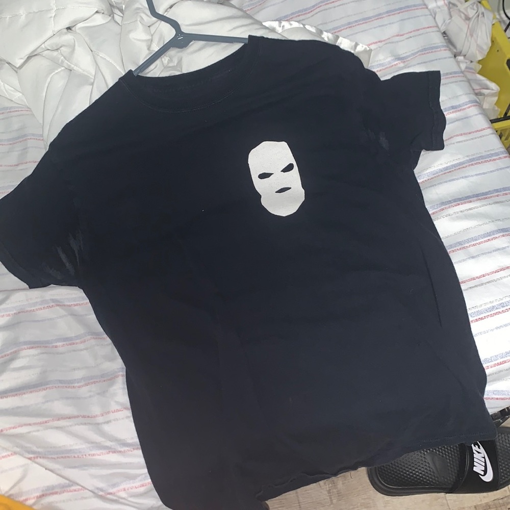 black shirt with ski mask